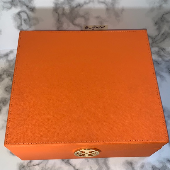 Tory Burch Orange & Gold Leather Storage Box - Picture 8 of 13